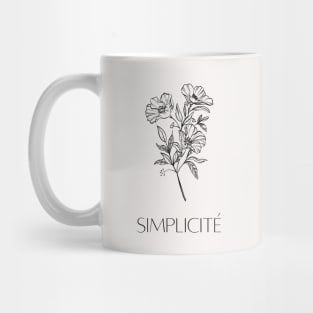 Simplicite - Minimalist French Quote and Flowers Mug